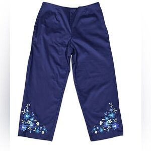Sag Harbor Pants with Floral Embroidery.  Size 12P.